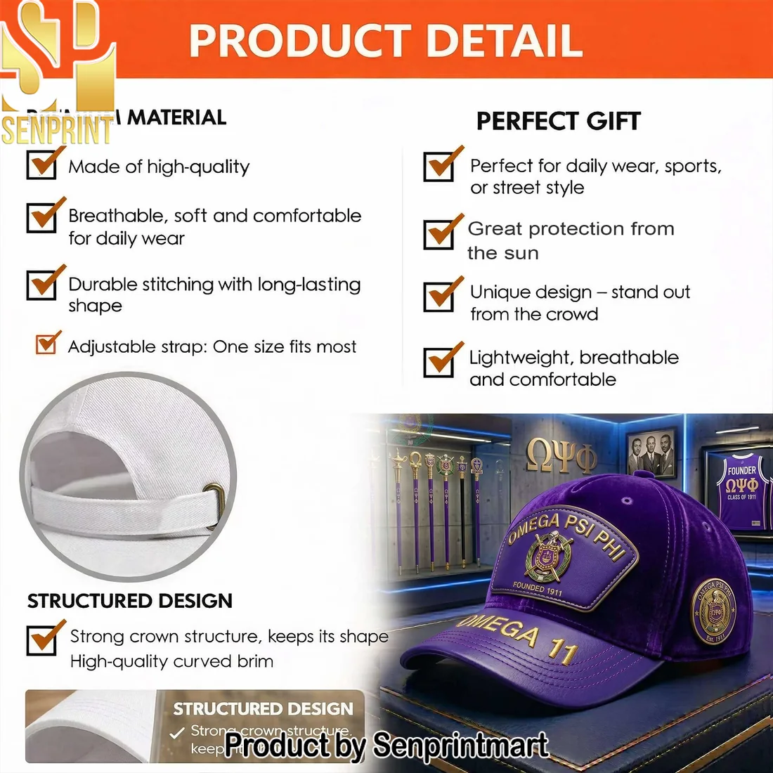 Omega Psi Phi Fraternity Founded 1911 Purple Velvet Luxury Gold Embroidered Baseball Cap Omega Psi Phi Fraternity Founded 1911 Purple Velvet Luxury Gold Embroidered Baseball Cap