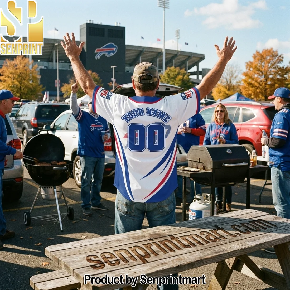 Buffalo Bills Personalized Game Day Custom Name and Number White Baseball Jersey