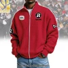 Custom Ottawa Redblacks CFL Personalized Red Waffle Knit Full-Zip Zipper Sweater