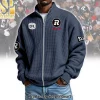 Custom Ottawa Redblacks CFL Personalized Red Waffle Knit Full-Zip Zipper Sweater