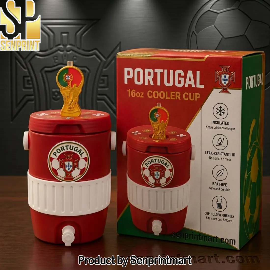 Portugal National Football Team 16oz Insulated Trophy Lid Cooler Cup