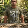 Personalized I Have Two Titles Dad And Veteran Fist Bump Custom Kids Names Patriotic Military T-Shirt