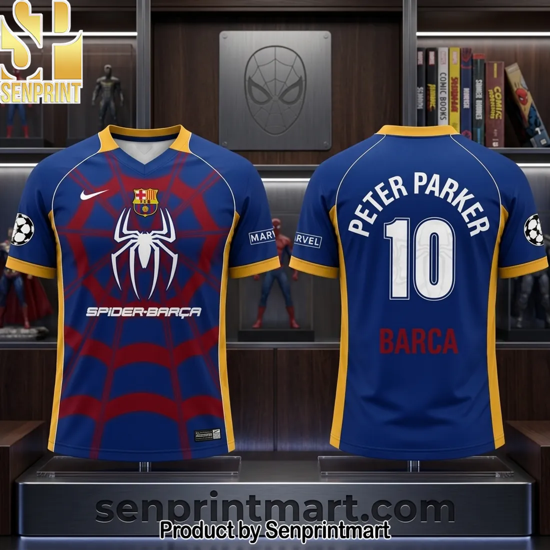 Spider-Barca Marvel Peter Parker Number 10 Special Edition Soccer Jersey