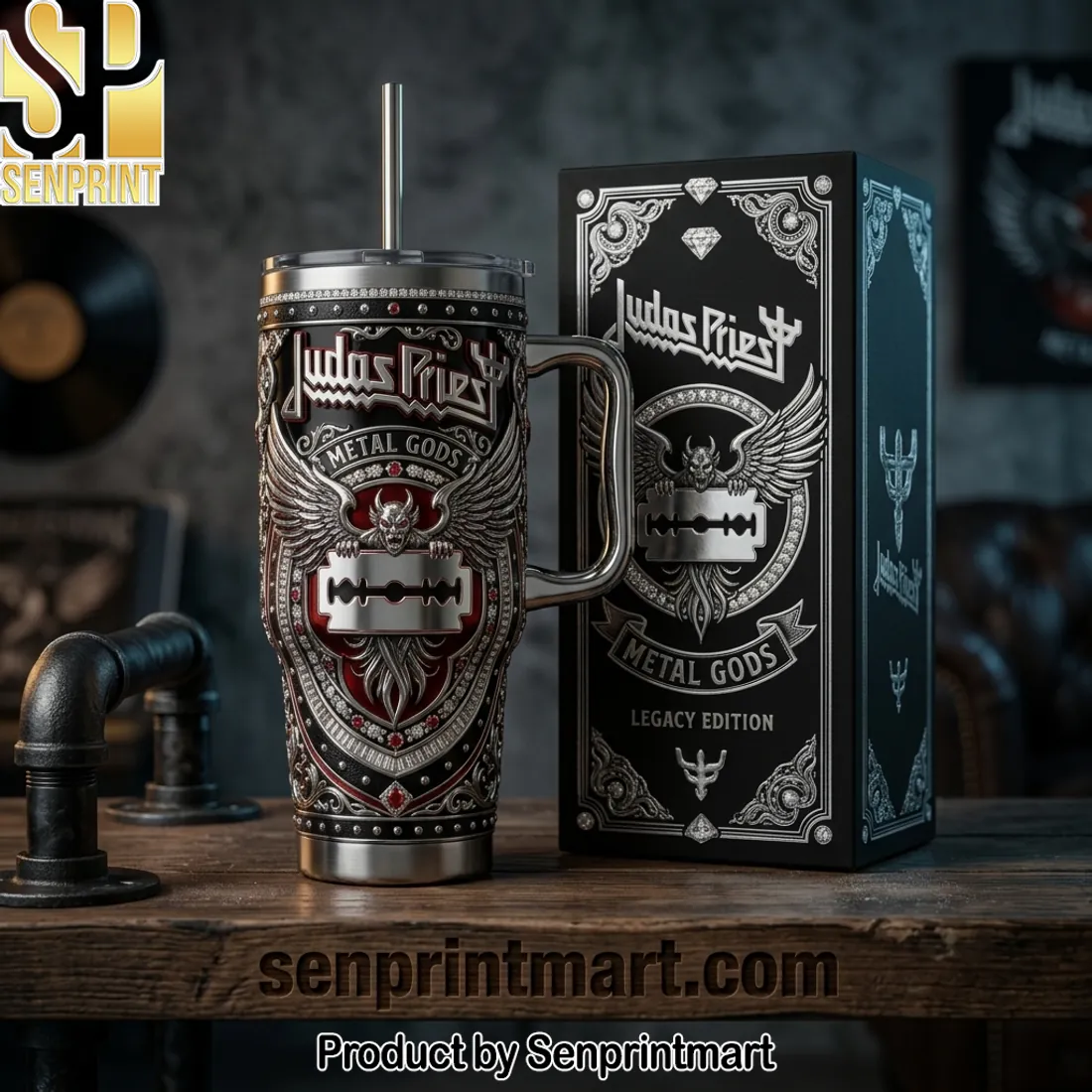 Judas Priest Metal Gods Legacy Edition Premium 40oz Tumbler with Lid and Straw