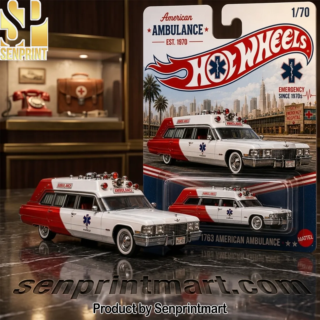 Hot Wheels American Ambulance Est 1970 Retro Emergency Diecast Car