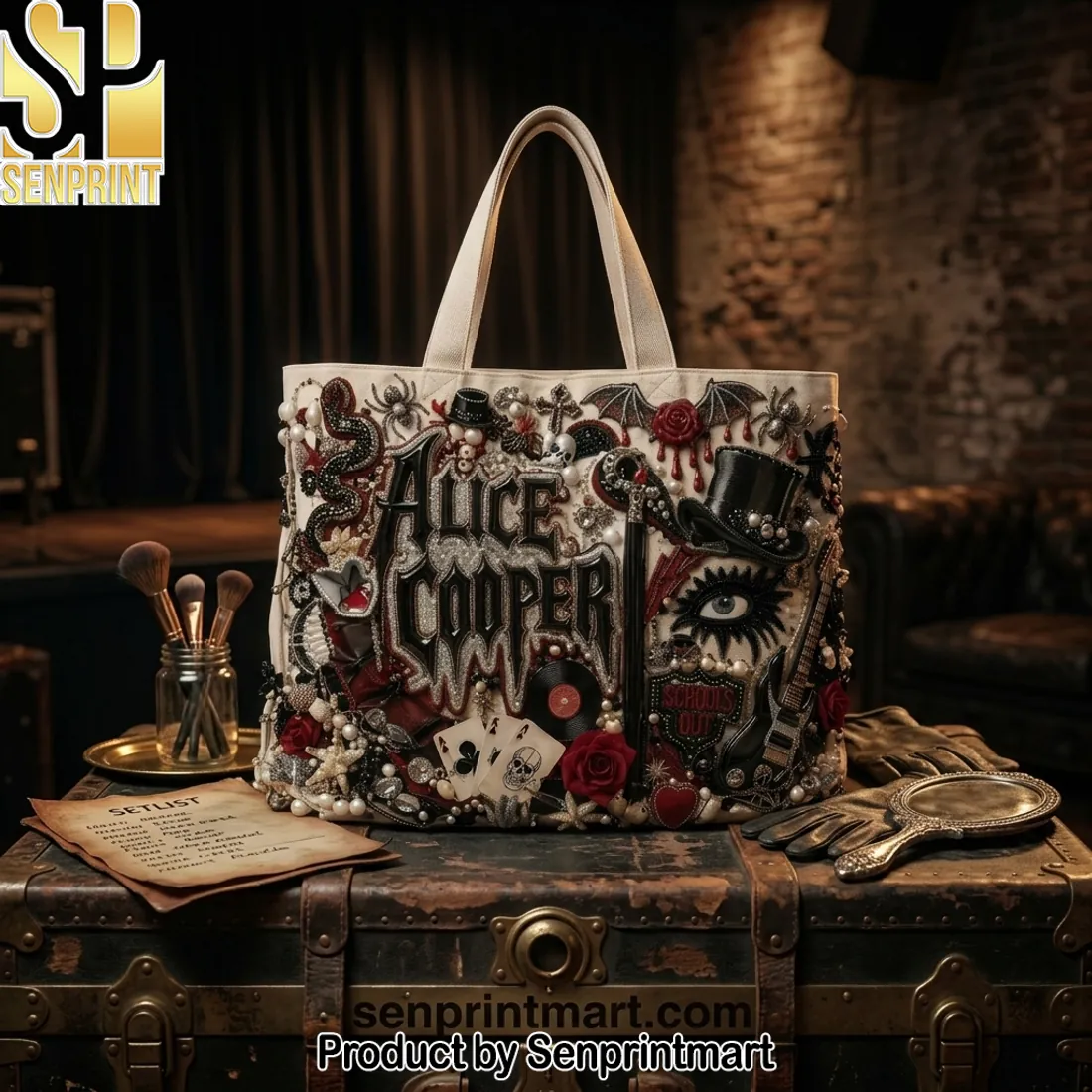 Alice Cooper School’s Out Embellished Gothic Canvas Tote Bag