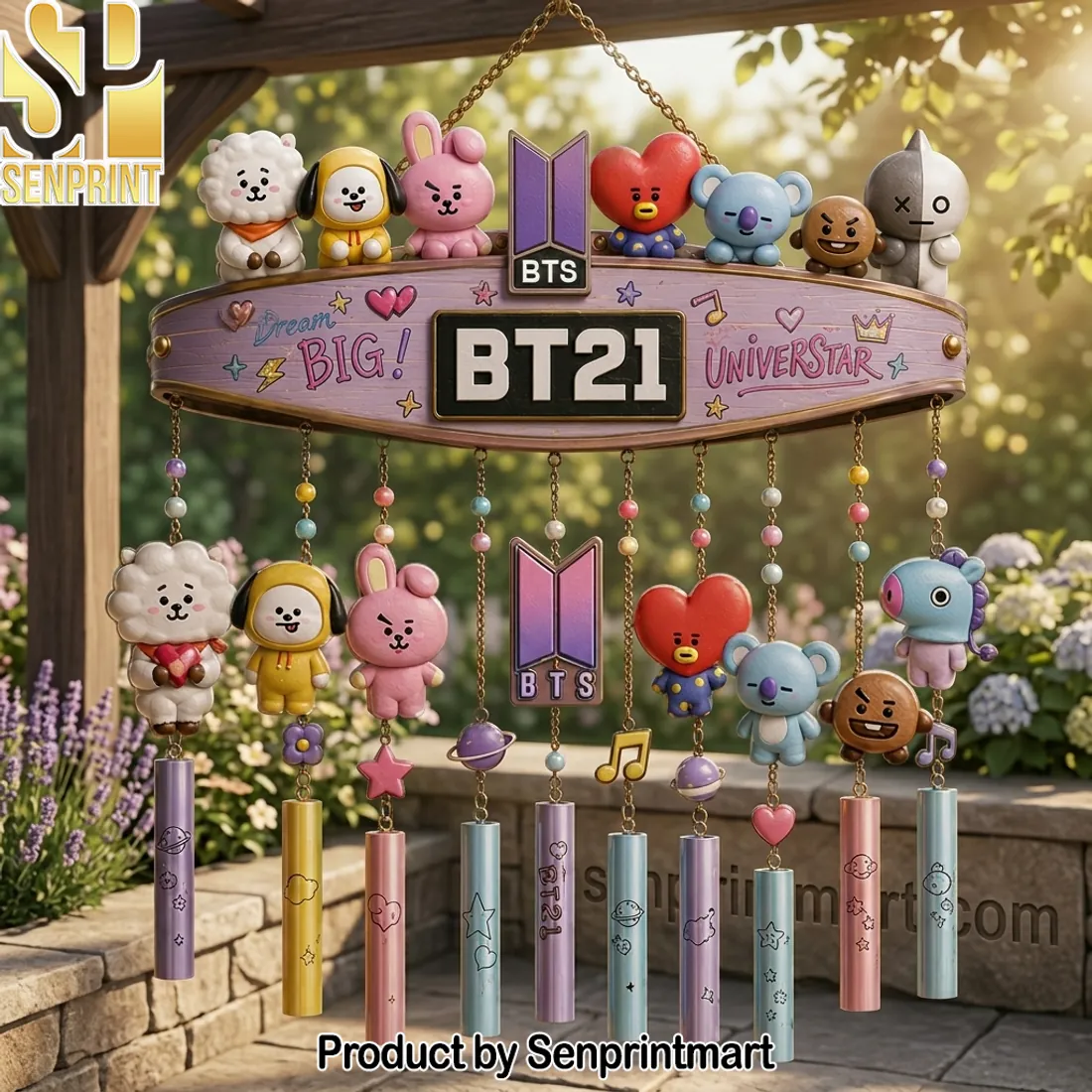 Official BT21 BTS Characters Decorative Wind Chime