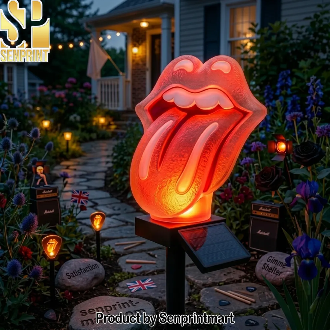 Rolling Stones Satisfaction Tongue Logo Edition Solar Garden Light
