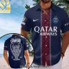 Paris Saint-Germain Back-to-Back Champions 2025-2026 Commemorative Trophy Graphic Navy Hawaiian Shirt