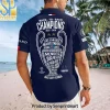 Paris Saint-Germain Back-to-Back Champions 2025-2026 Commemorative Trophy Graphic Navy Hawaiian Shirt