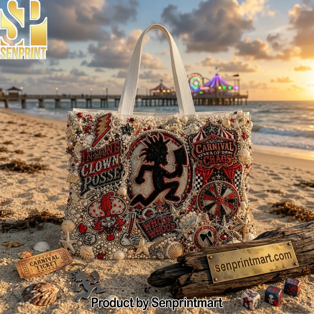 Insane Clown Posse Carnival of Chaos Embellished Tote Bag