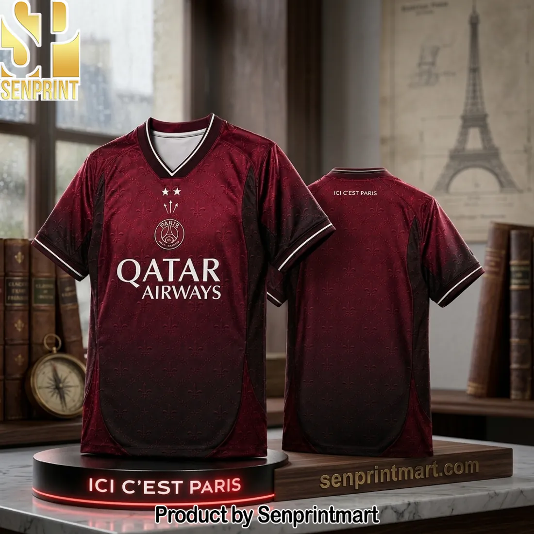 Paris Saint Germain PSG ICI C’est Paris Burgundy Football Shirt