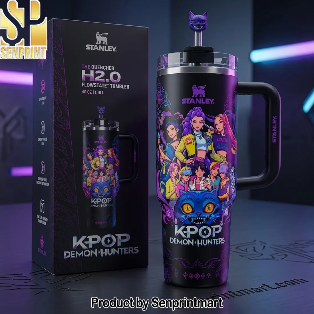 Kpop Demon Hunters Stanley Quencher H2.0 40oz Insulated Travel Tumbler
