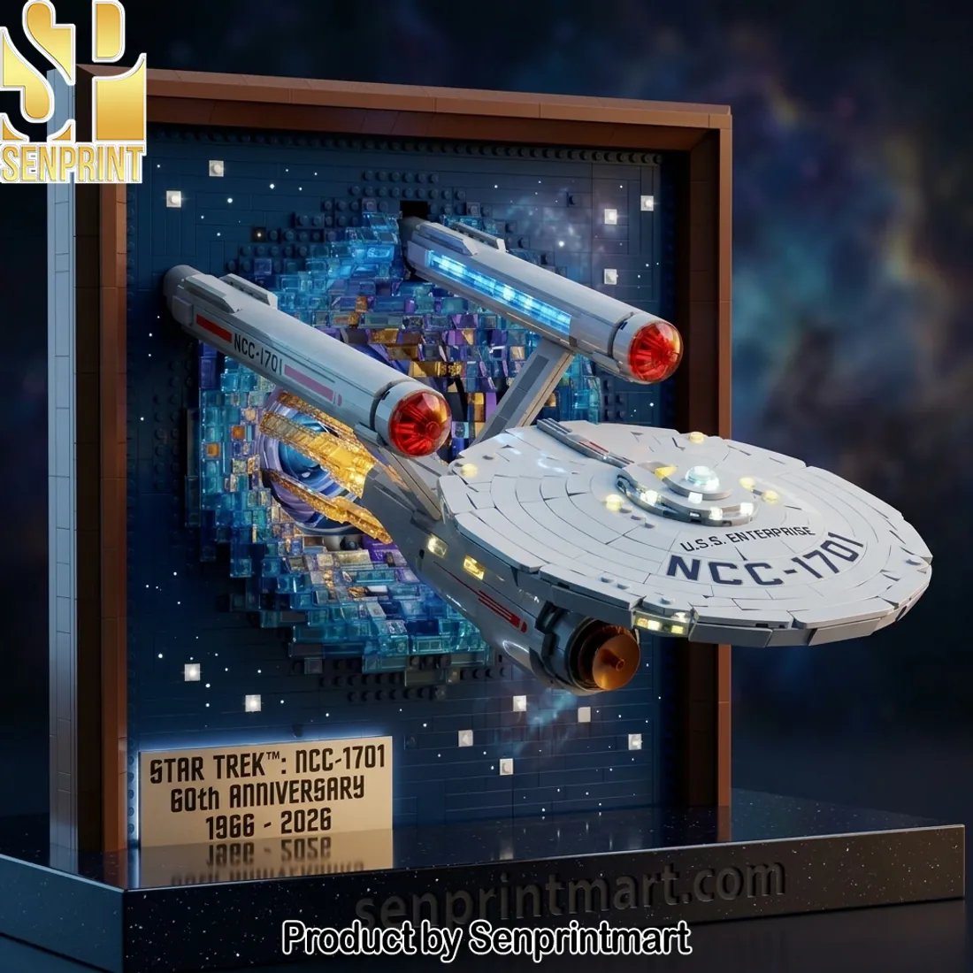Star Trek 60th Anniversary USS Enterprise NCC-1701 3D Wall Art Building Set