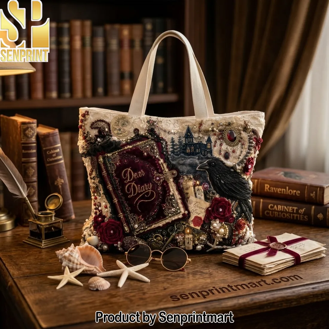 Dear Diary Gothic Dark Academia Tote Bag