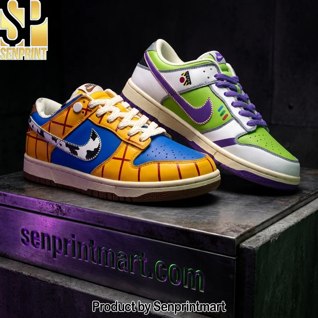 Toy Story Woody and Buzz Lightyear Inspired Mismatched Custom Retro Low Top Sneakers
