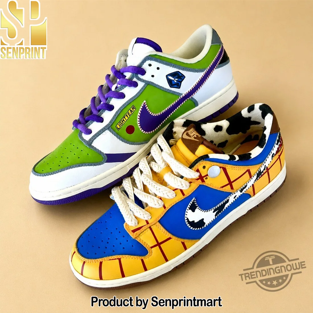 Toy Story Woody and Buzz Lightyear Inspired Mismatched Custom Retro Low Top Sneakers Toy Story Woody and Buzz Lightyear Inspired Mismatched Custom Retro Low Top Sneakers
