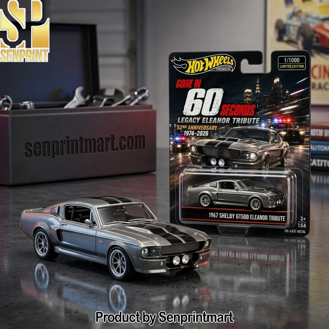 Hot Wheels Gone in 60 Seconds 52nd Anniversary 1967 Shelby GT500 Eleanor Die-Cast Toy Car