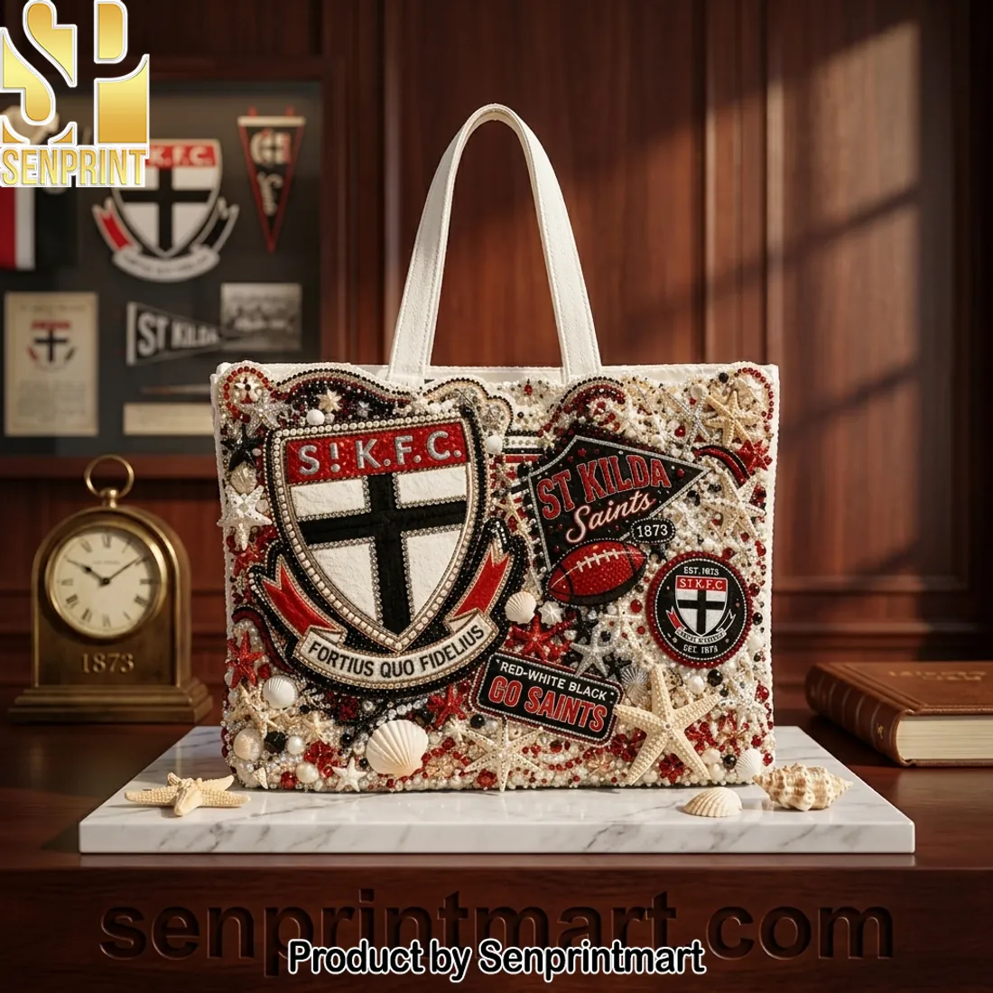 St Kilda Saints S.K.F.C. Embellished Tote Bag