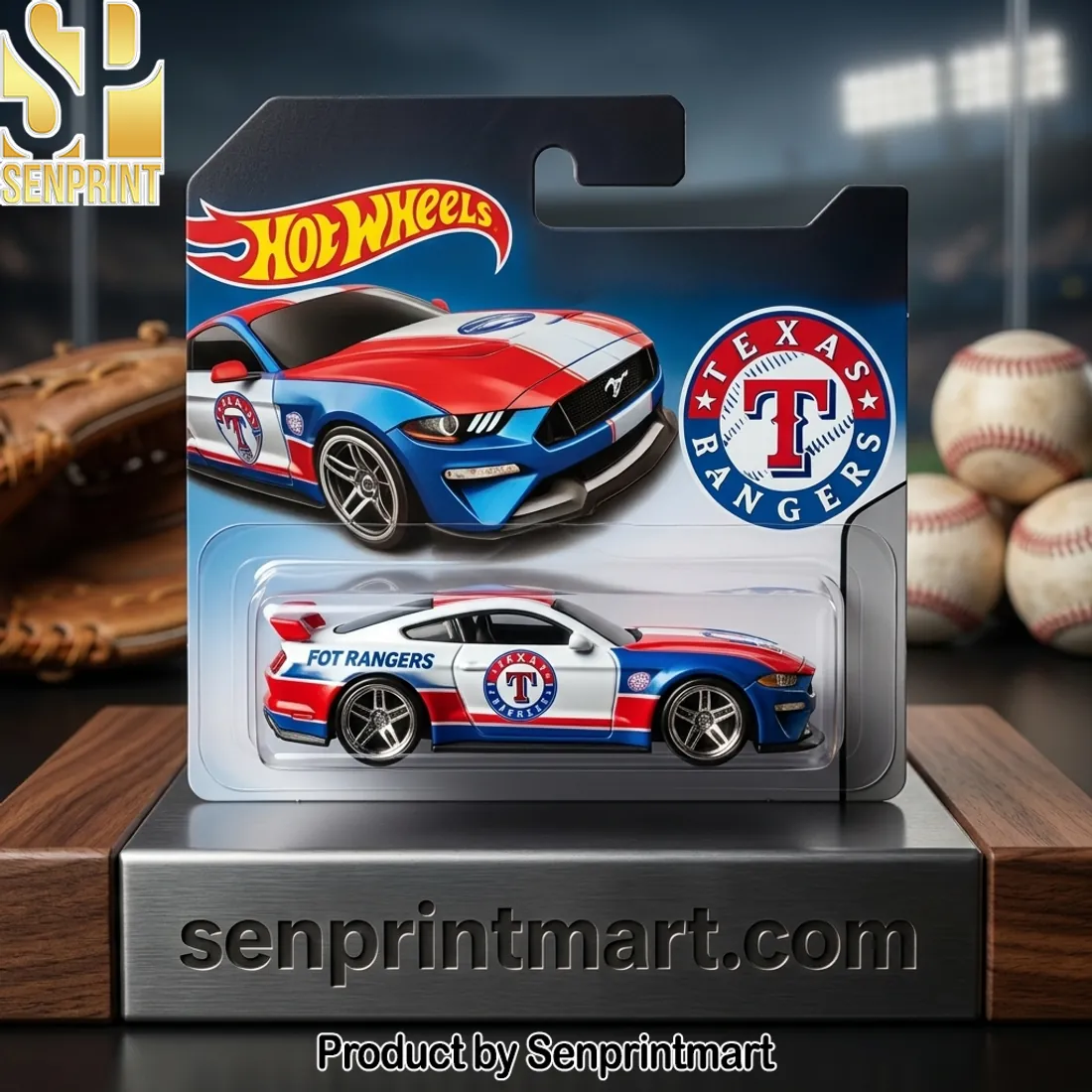 Texas Rangers Hot Wheels Diecast Car – Official MLB Edition
