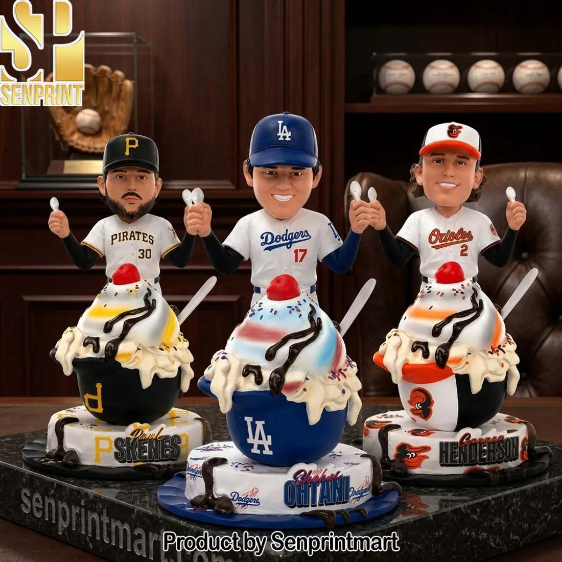Ohtani Skenes Henderson Ice Cream Sundae Bobbleheads