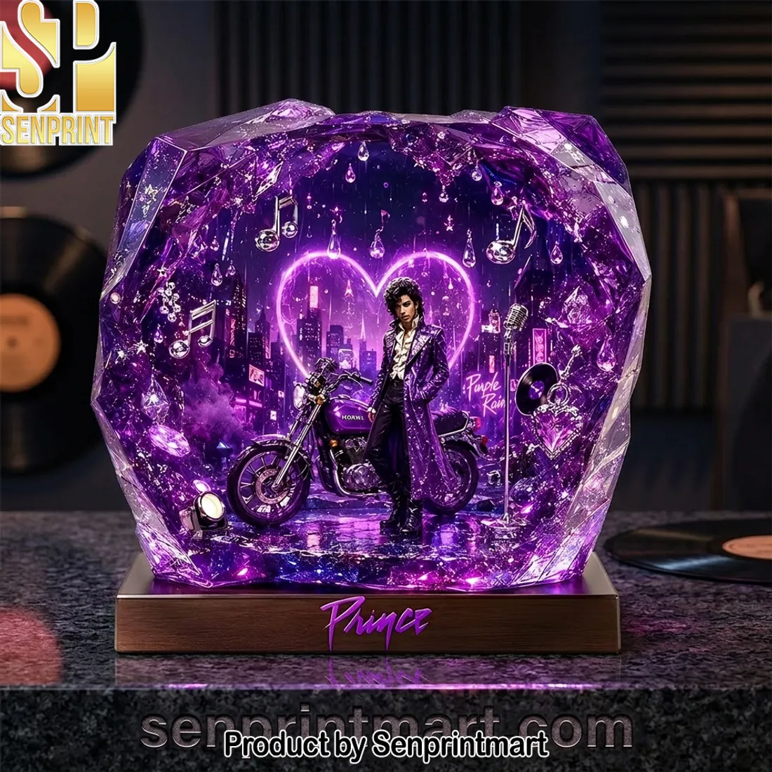Prince Purple Rain 3D Crystal Geode LED Acrylic Light Box