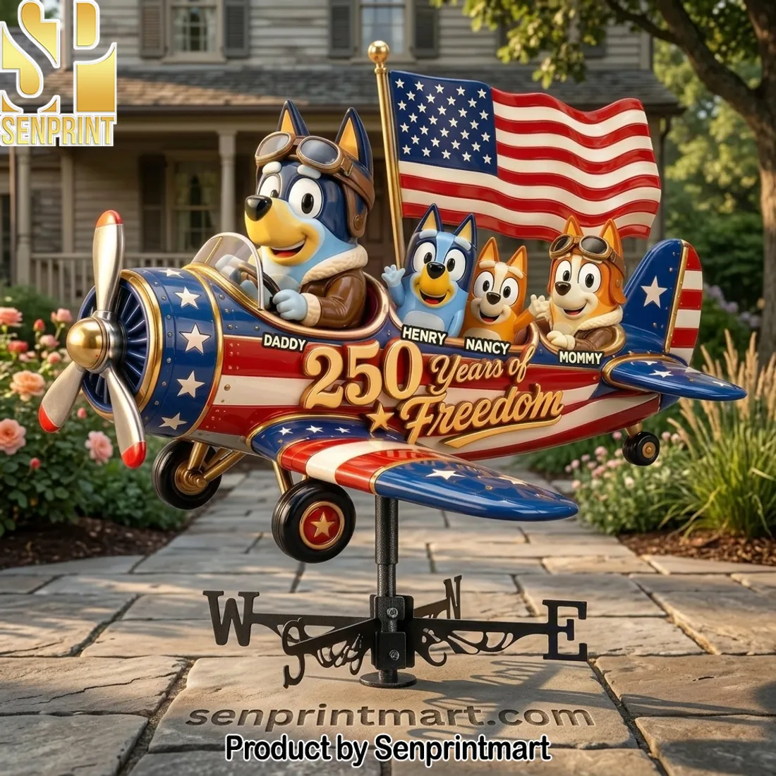 Bluey “250 Years of Freedom” Personalized Garden Weathervane