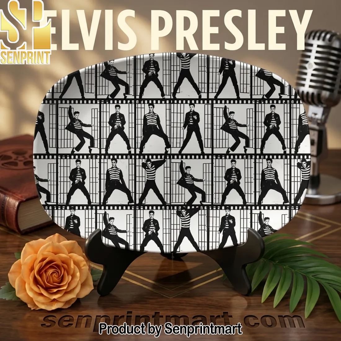 Elvis Presley Jailhouse Rock Vintage Black and White Ceramic Plate
