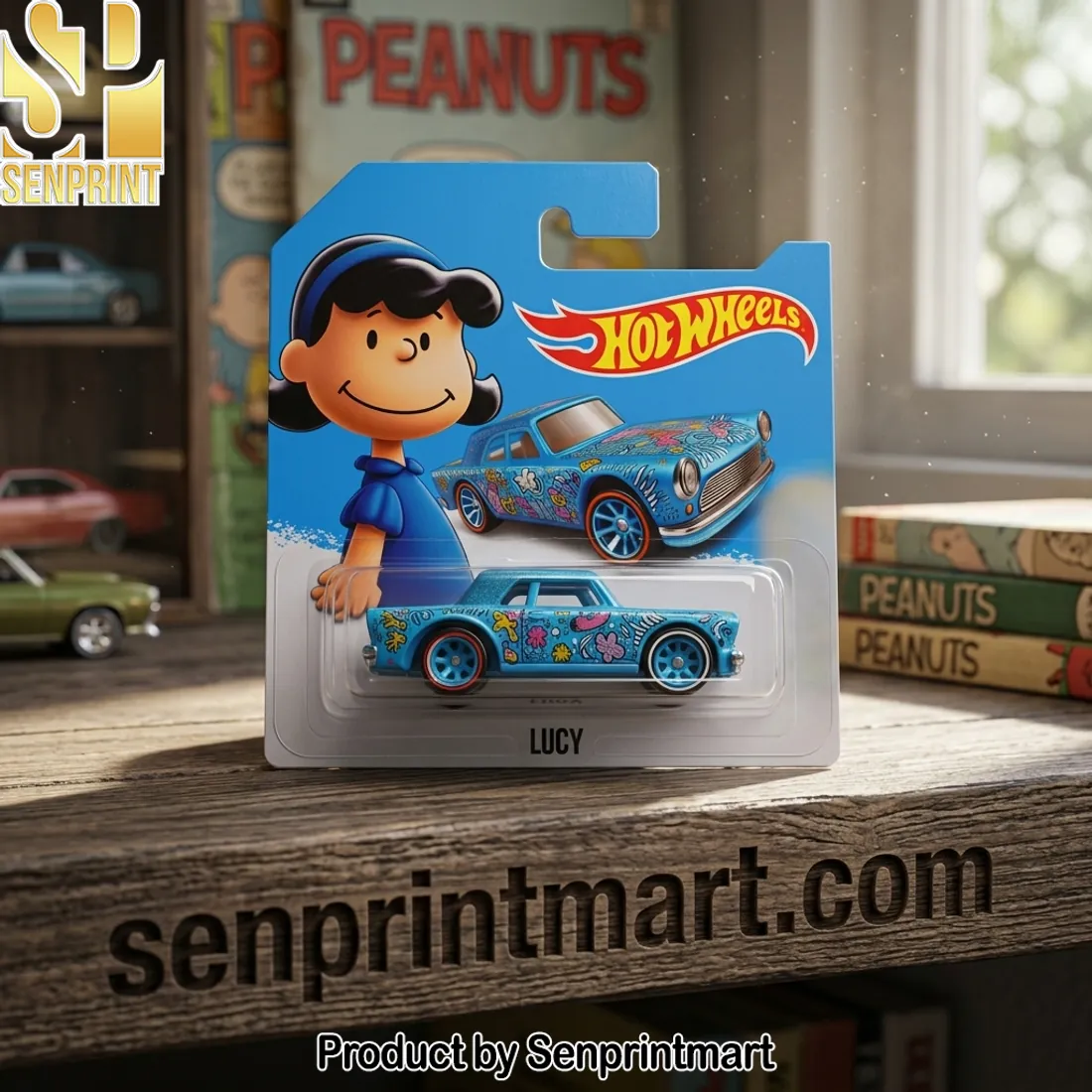 Hot Wheels Peanuts Lucy Collectible Blue Die-Cast Car