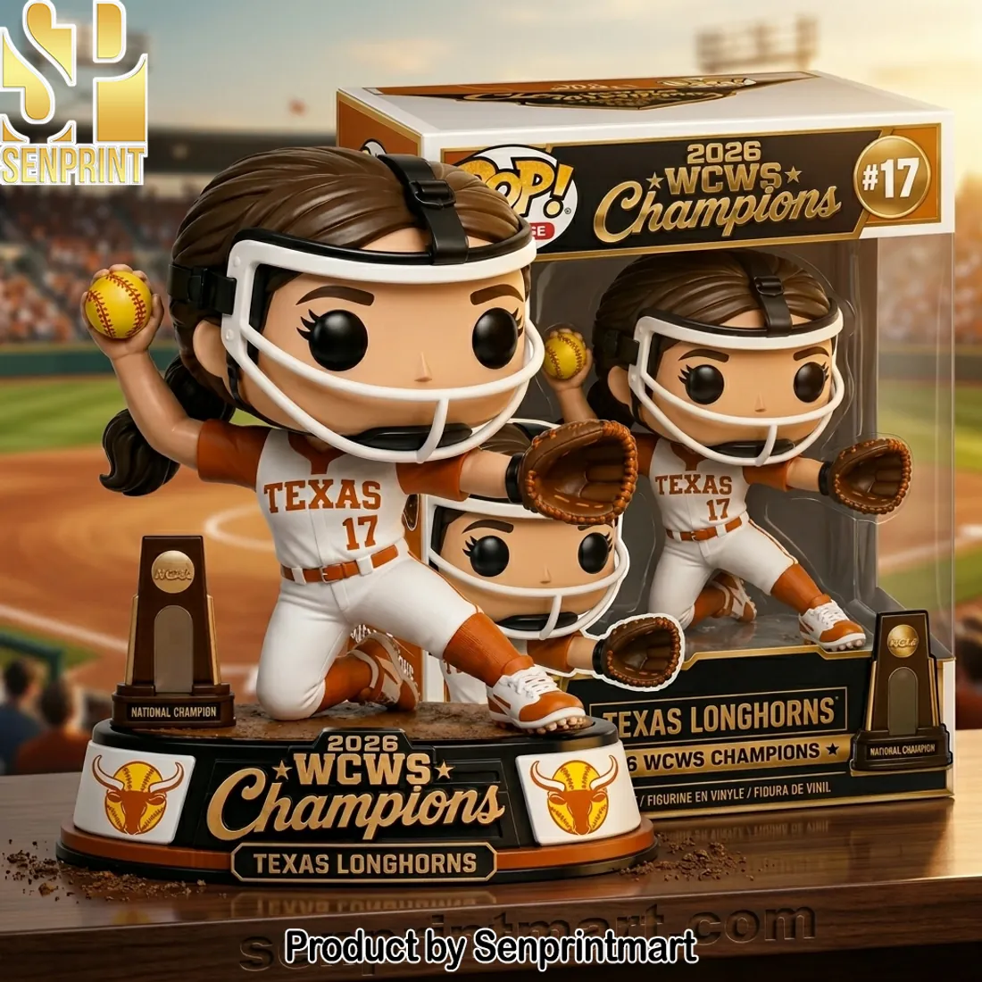Texas Longhorns 2026 WCWS Champions Commemorative Softball Vinyl Figure