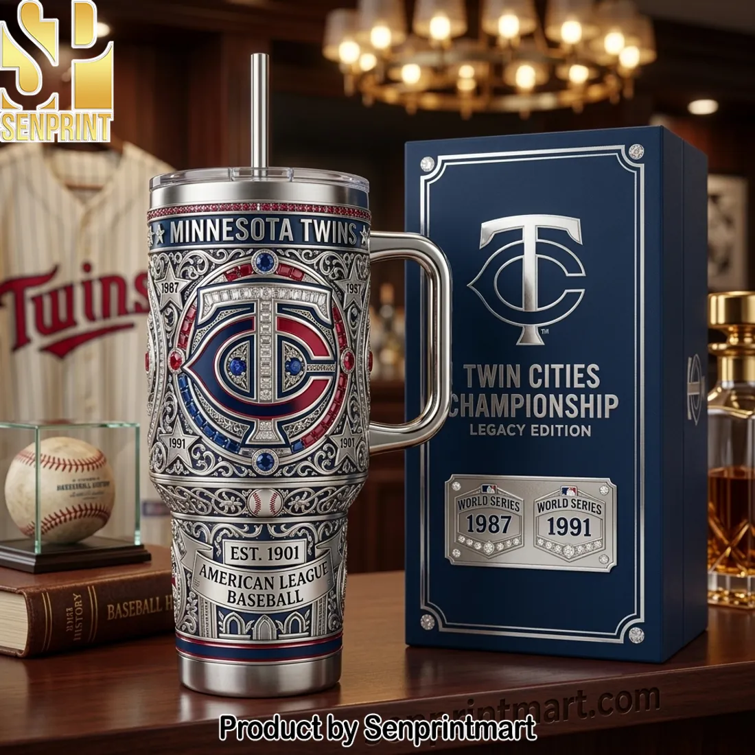 Minnesota Twins Twin Cities Championship Legacy Edition 40oz Tumbler with Lid and Straw
