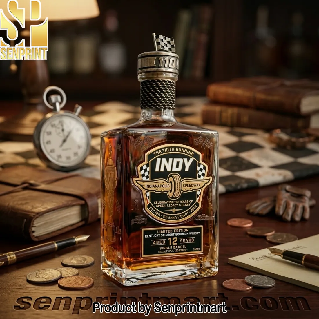 Indy 500 110th Running Indianapolis Speedway Commemorative Whiskey Bottle