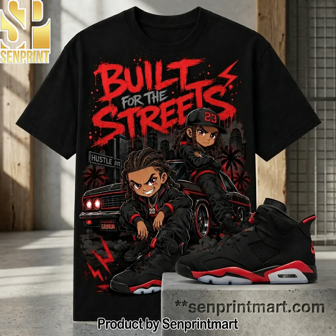 Built For The Streets Urban Graphic T-Shirt Matching Jordan 6 Infrared