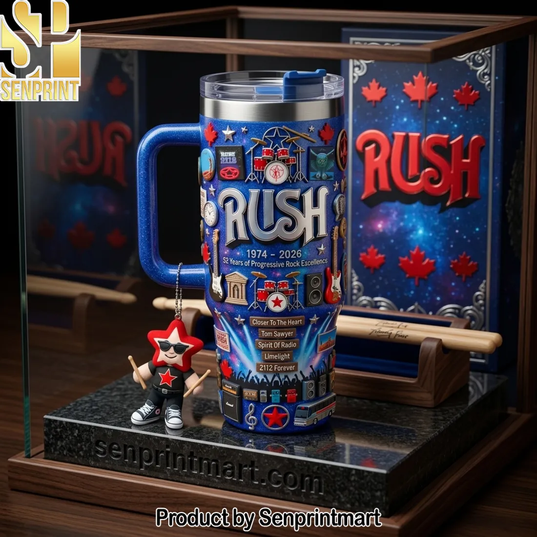 Rush 1974 2026 52 Years of Progressive Rock Excellence Commemorative Travel Tumbler