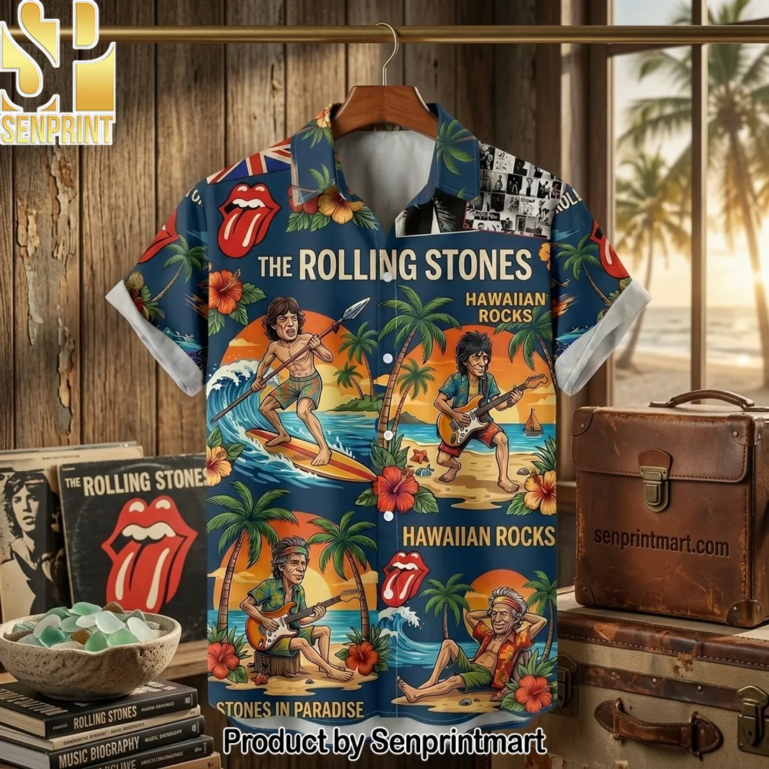 The Rolling Stones Hawaiian Rocks Tropical Summer Beach Hawaiian Shirt