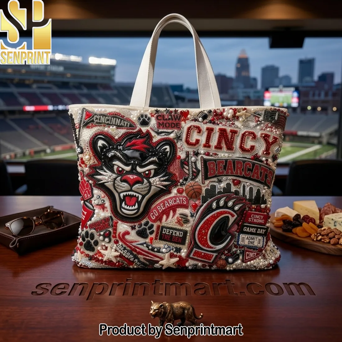Cincinnati Bearcats Game Day Luxury Beaded Tote Bag