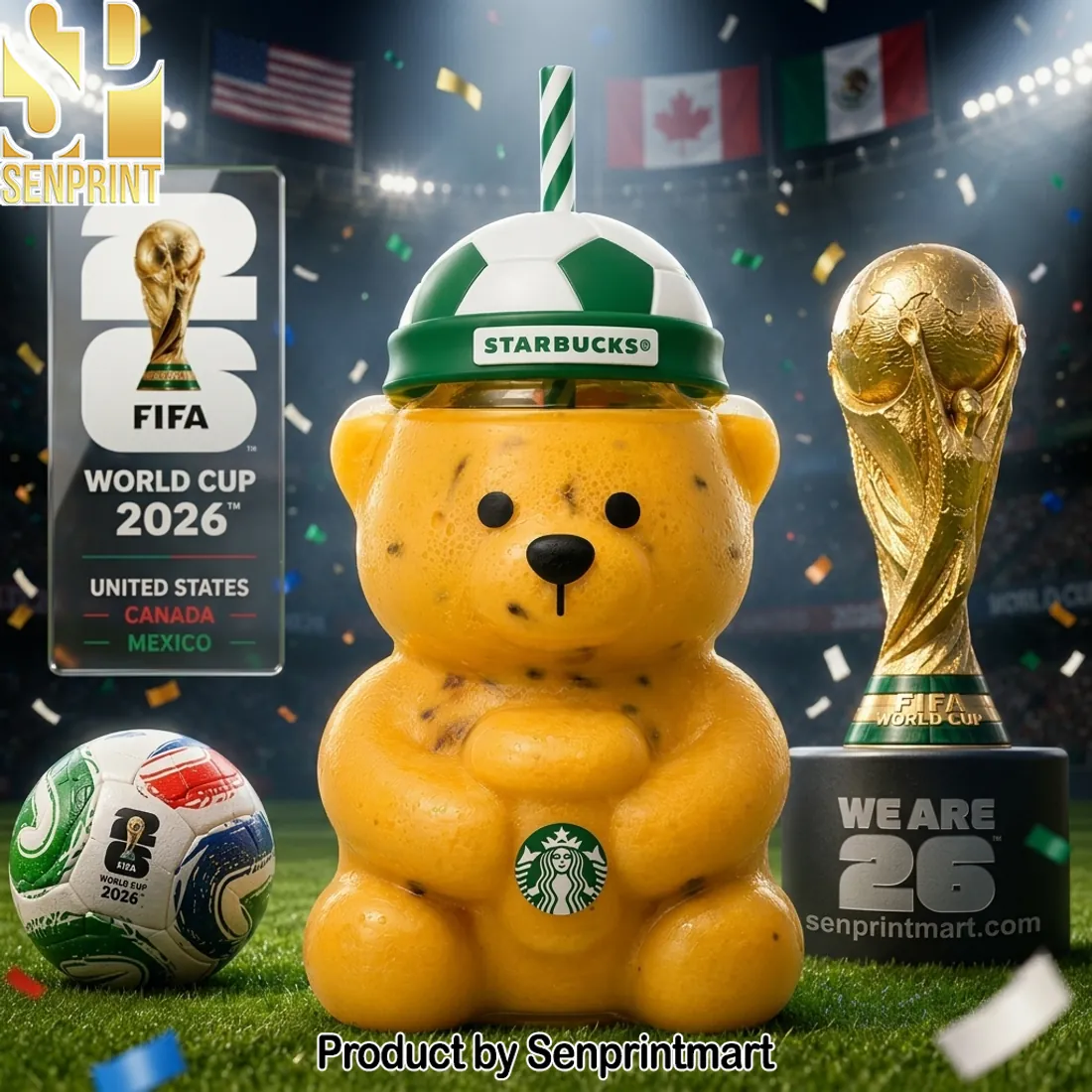 Starbucks FIFA World Cup 2026 Soccer Ball Bear Tumbler
