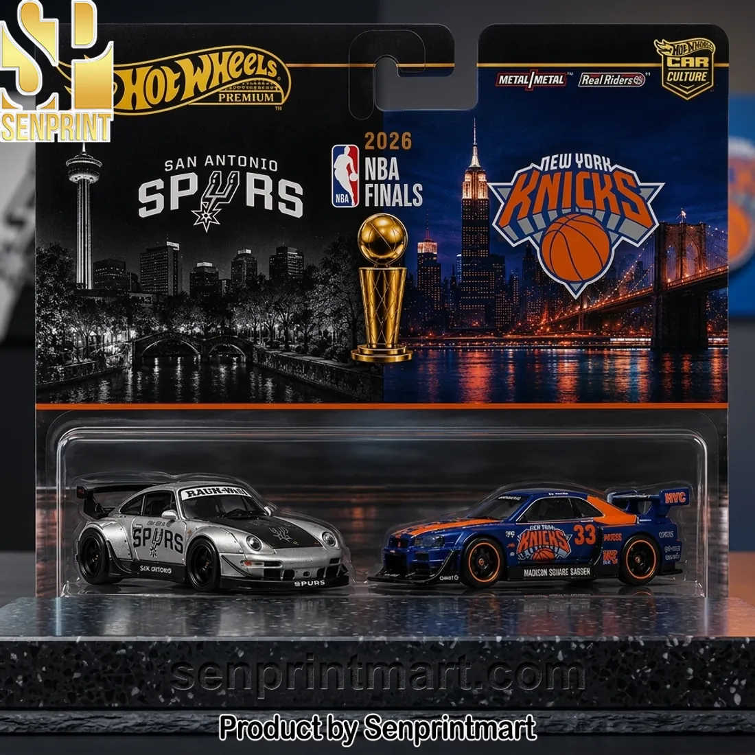 Hot Wheels Premium 2026 NBA Finals Spurs vs Knicks Diecast Car Set