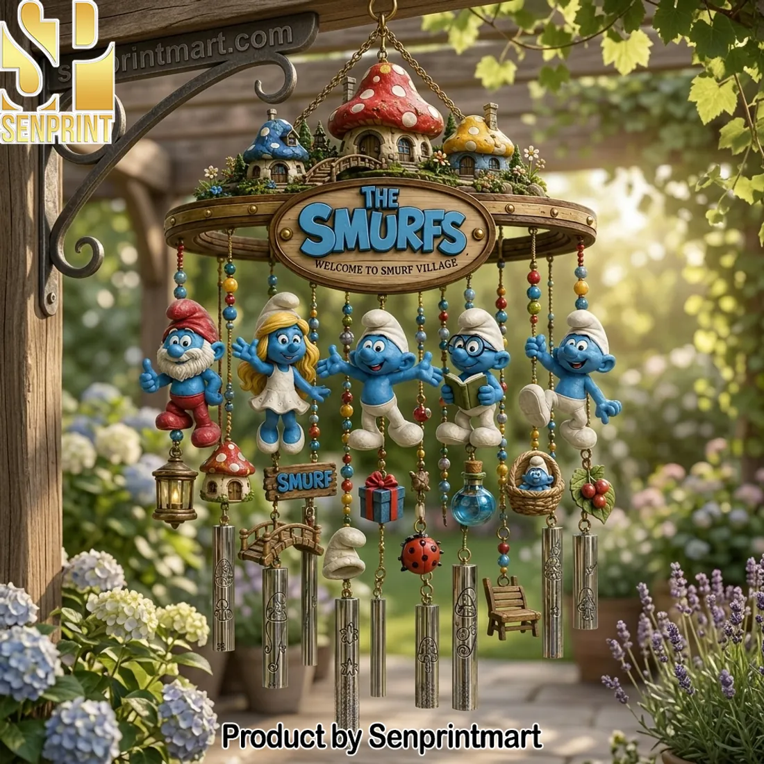 The Smurfs Welcome to Smurf Village Outdoor Decor Wind Chime