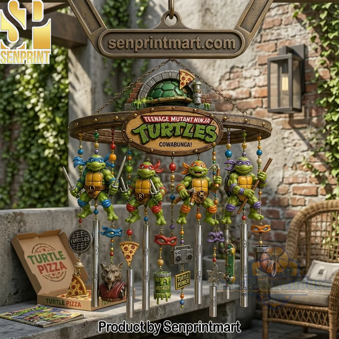 Teenage Mutant Ninja Turtles Cowabunga Retro 3D Metal Wind Chime