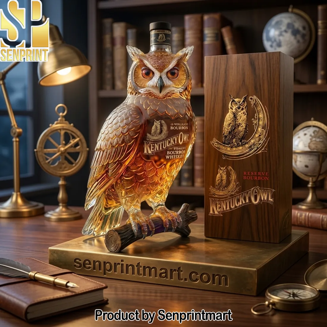 Kentucky Owl Reserve Bourbon Luxury 3D Glass Whiskey Decanter