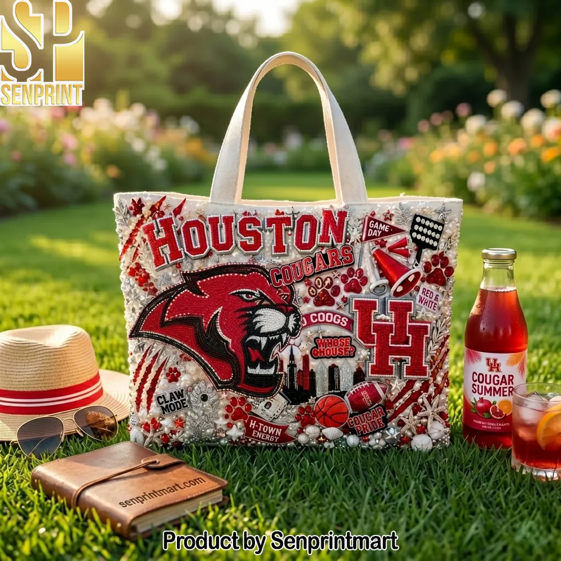 Houston Cougars Game Day Embellished Tote Bag