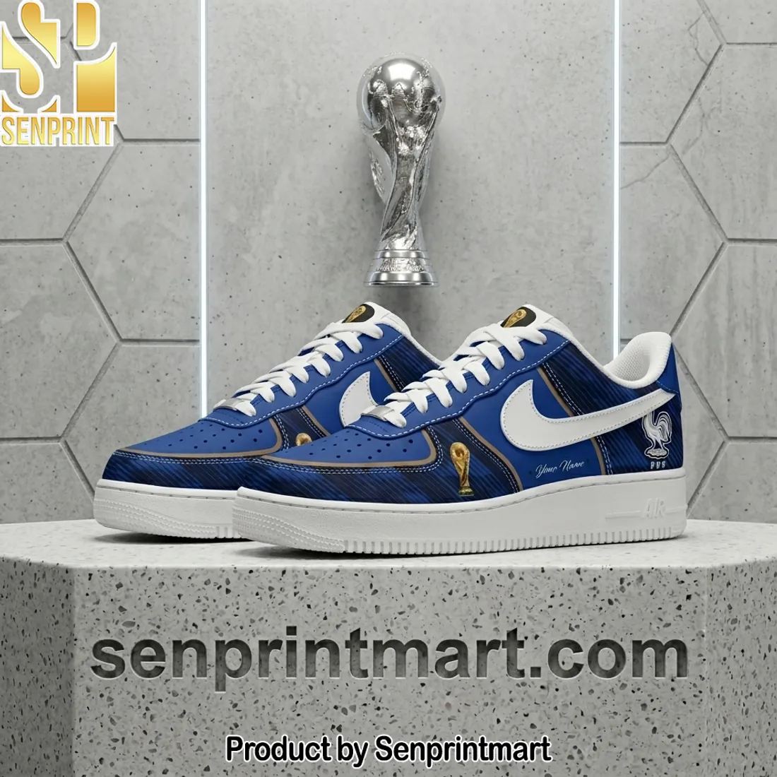 Personalized France FFF World Cup Blue Sneakers