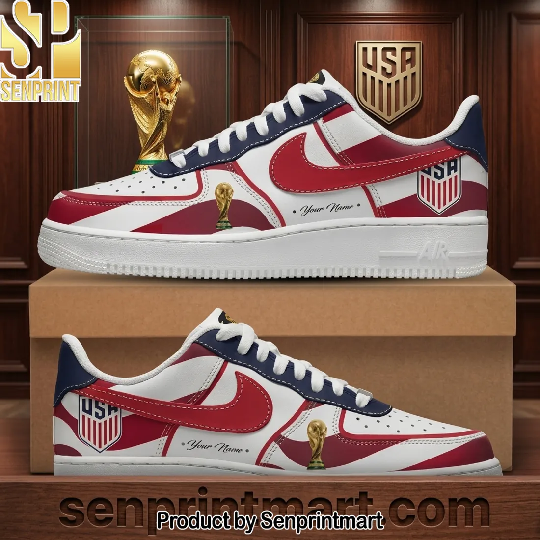 USA World Cup Personalized Air Force 1 Style Sneakers