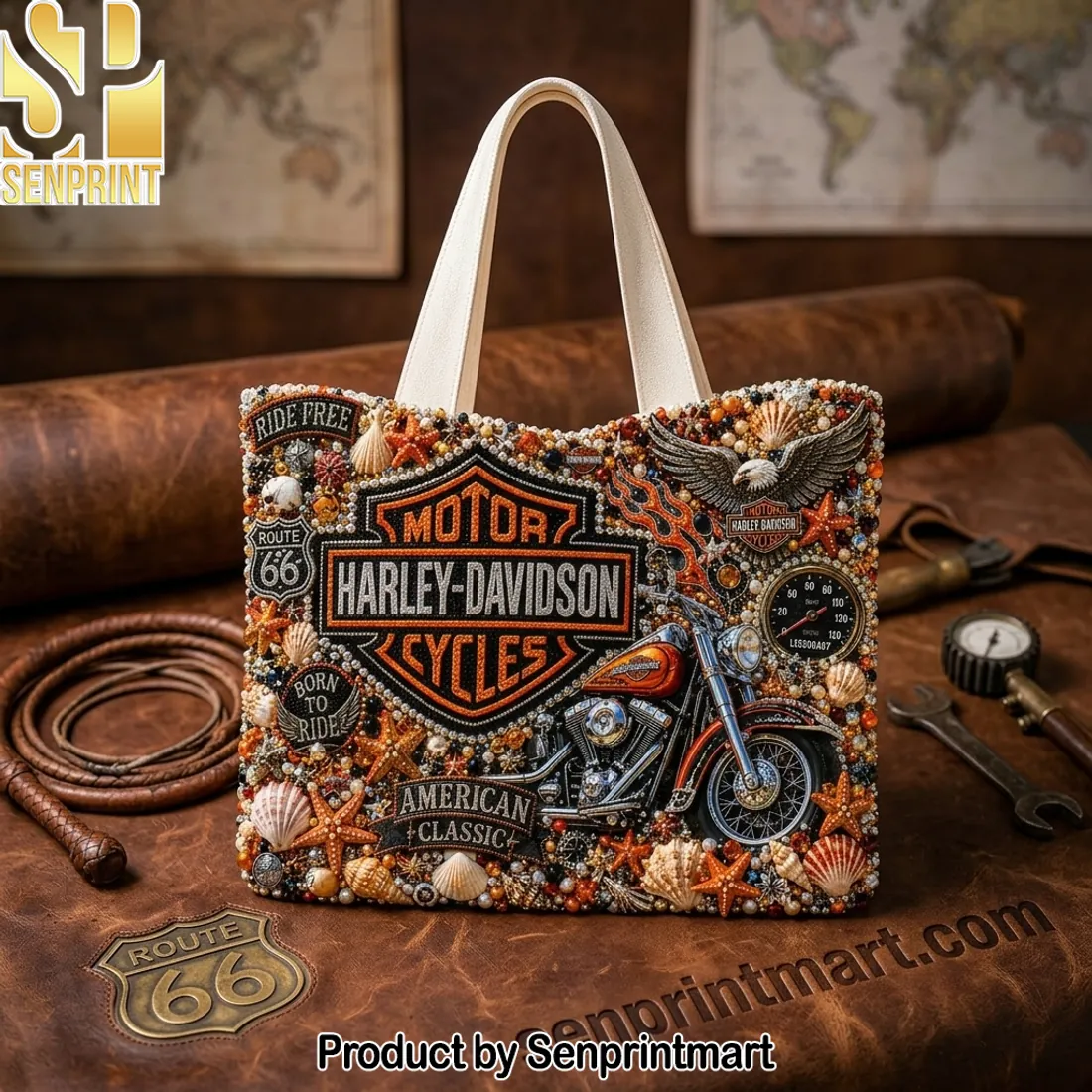 Harley-Davidson Cycles American Classic Embellished Tote Bag
