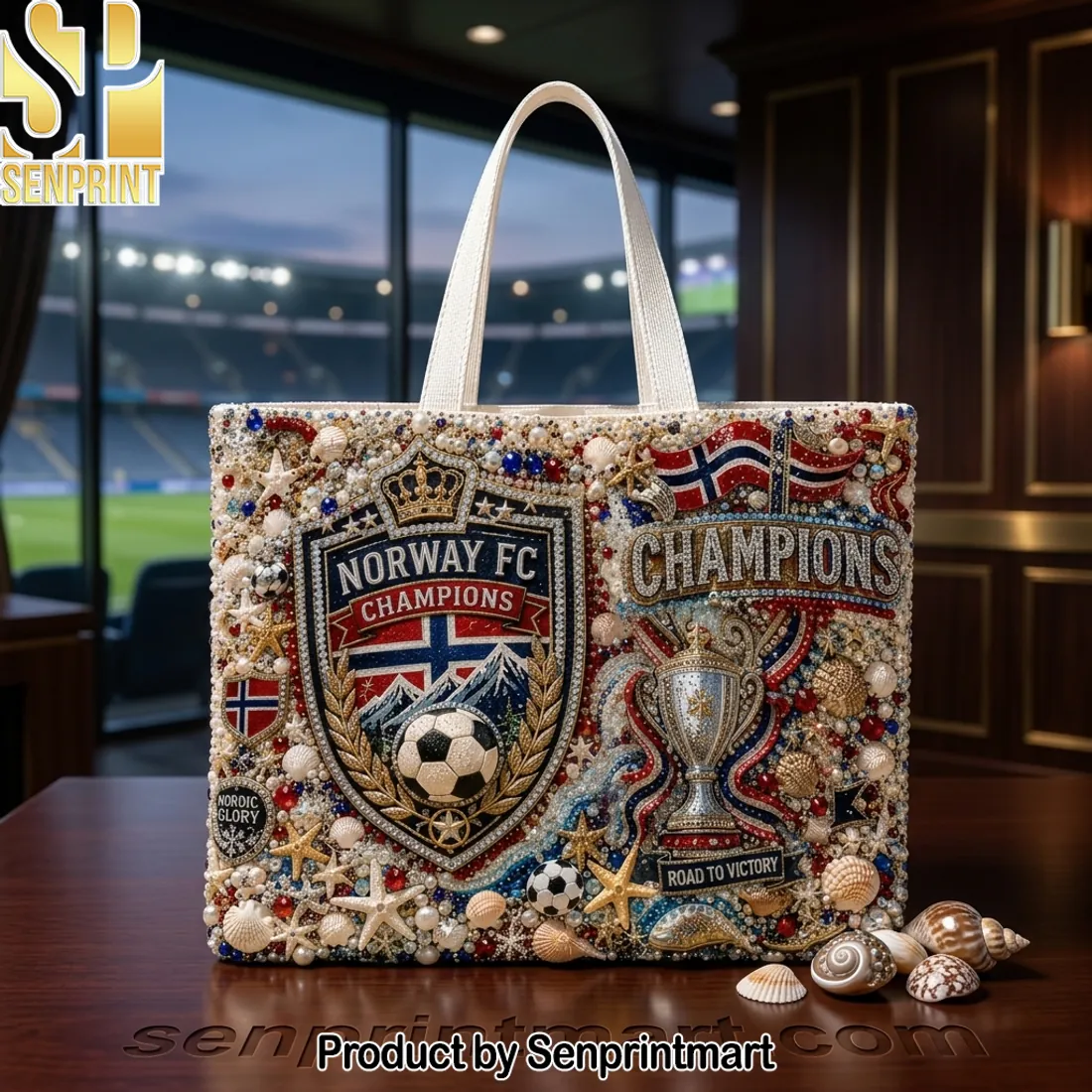 Norway FC Champions Road to Victory Beaded Luxury Tote Bag