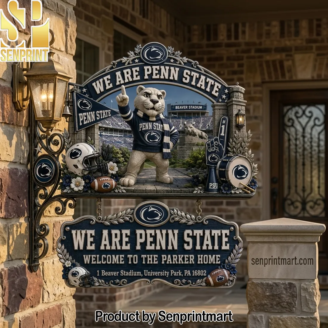 We Are Penn State Nittany Lions Personalized Family Name Vintage Outdoor Welcome Sign