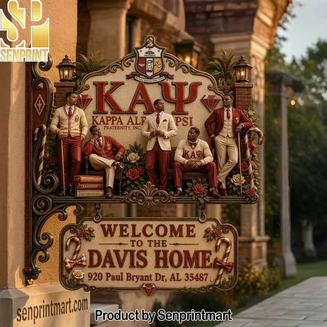 Kappa Alpha Psi Personalized Family Name and Address Vintage Welcome Sign