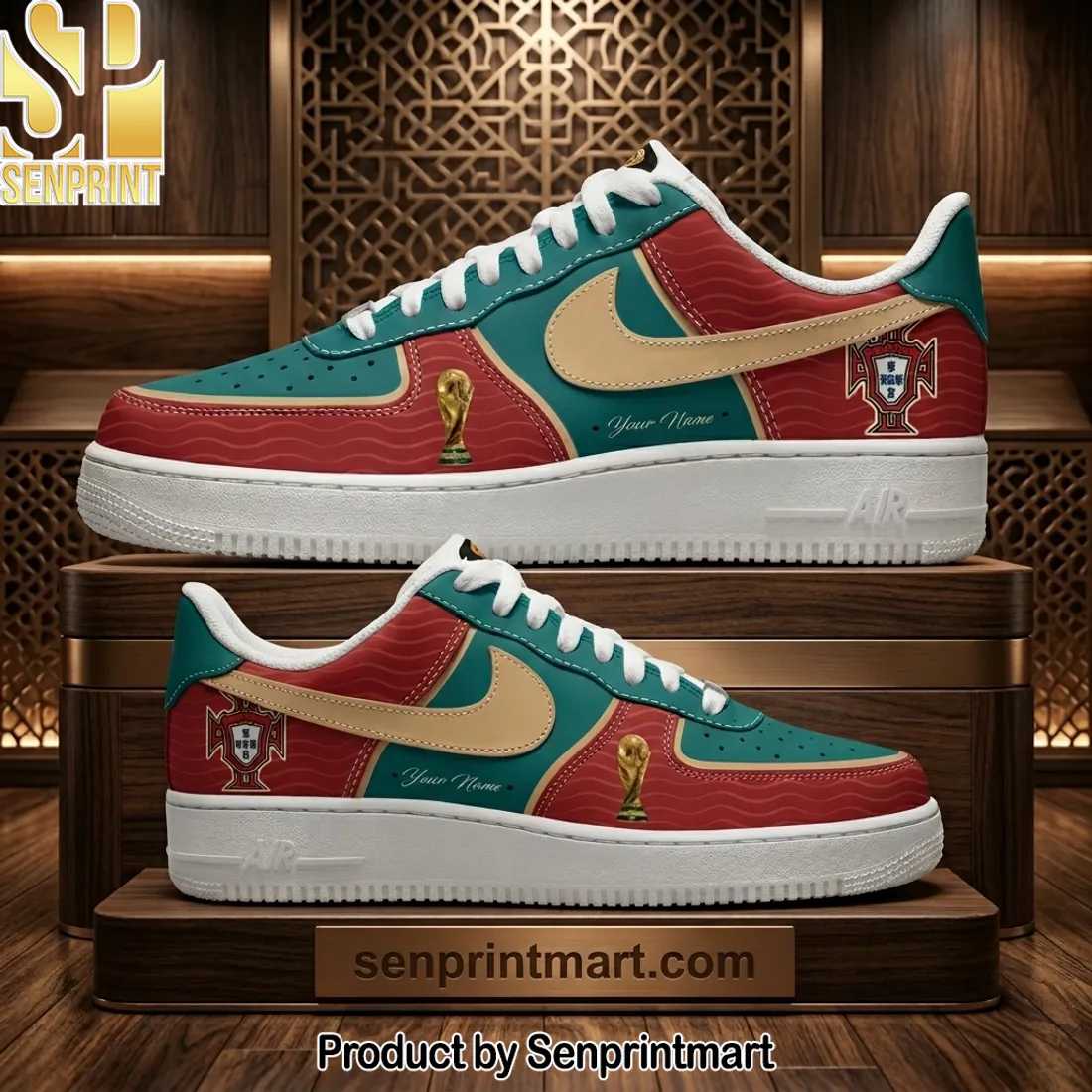 Personalized Portugal World Cup Air Force 1 Trophy Design Shoes