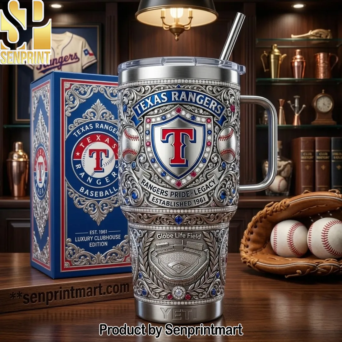Texas Rangers Established 1961 Luxury Clubhouse Edition 3D Engraved 40oz Tumbler
